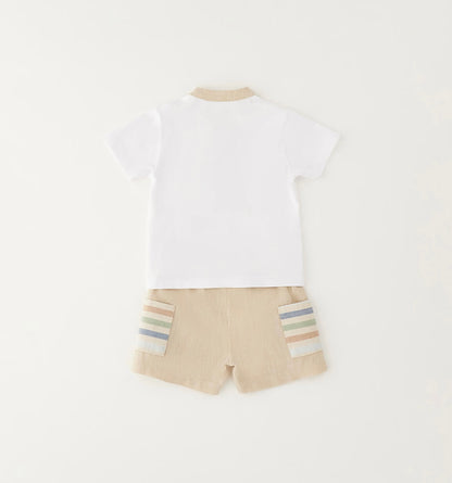 Completo estivo neonato composto da t-shirt e short in lino