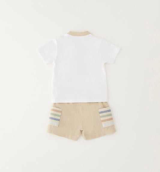 Completo estivo neonato composto da t-shirt e short in lino