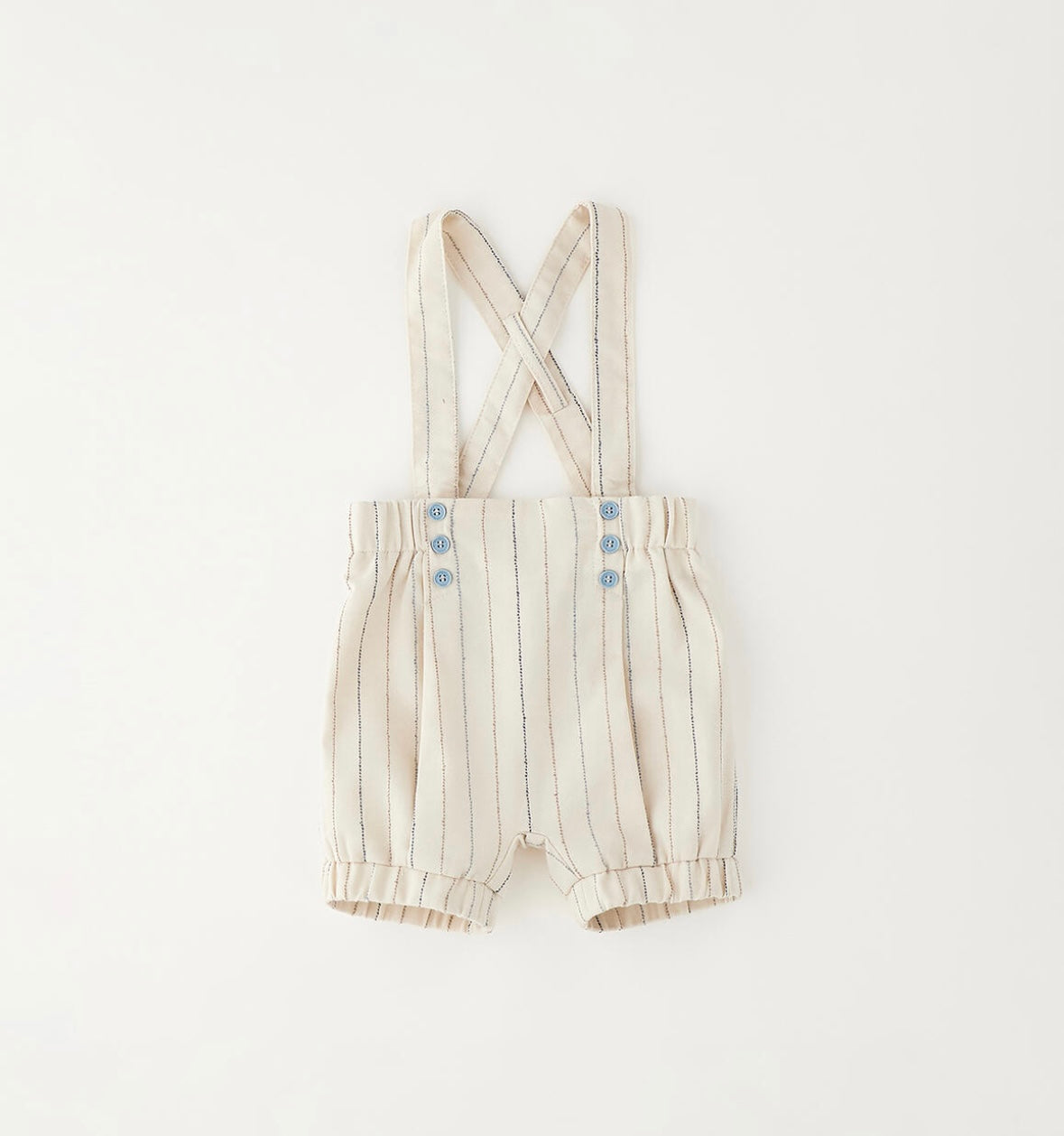 Pantaloni cerimonia neonato con bretelle ecrù