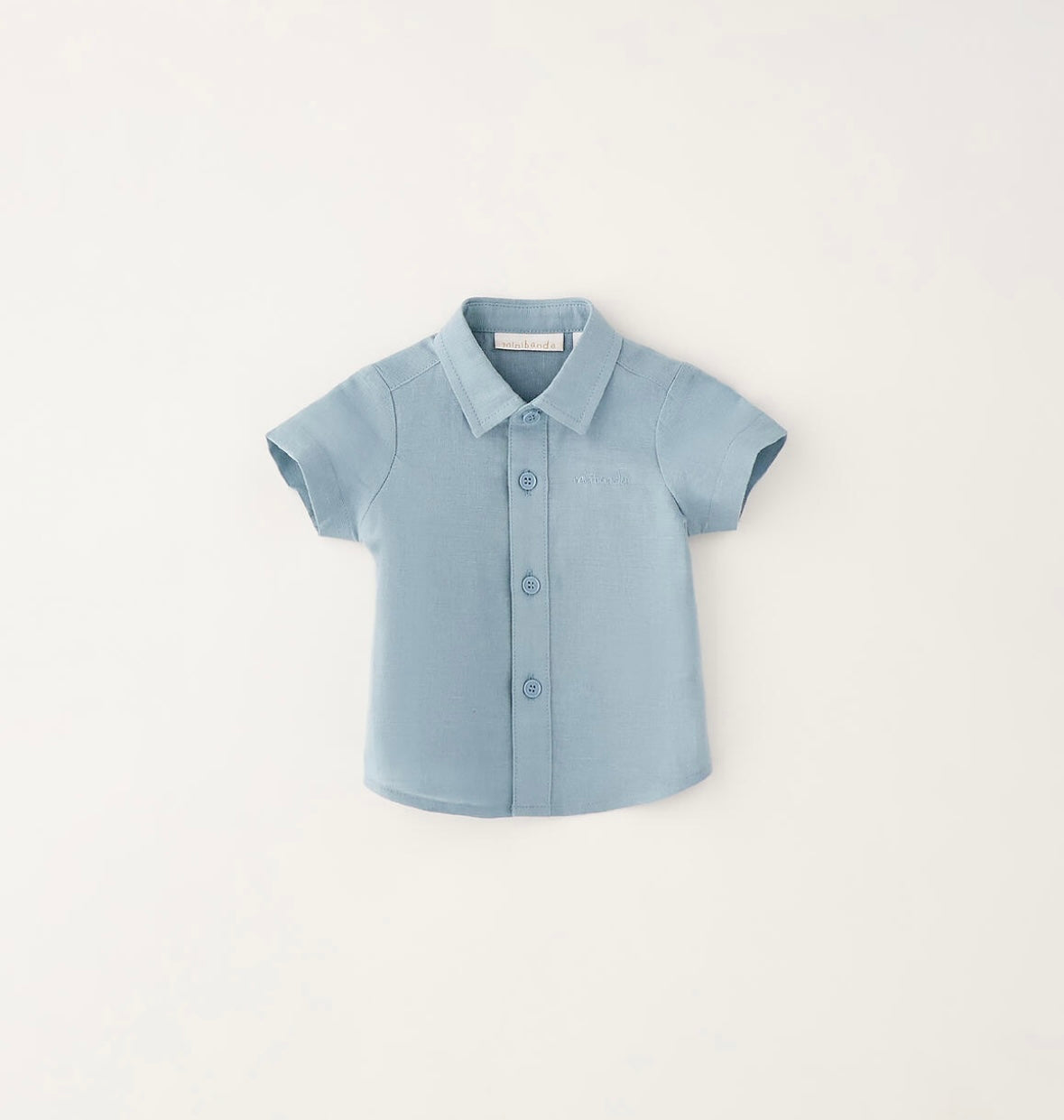 Camicia per neonato In lino e cotone verde acqua