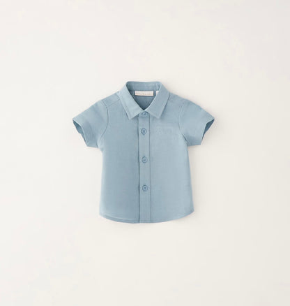 Camicia per neonato In lino e cotone verde acqua