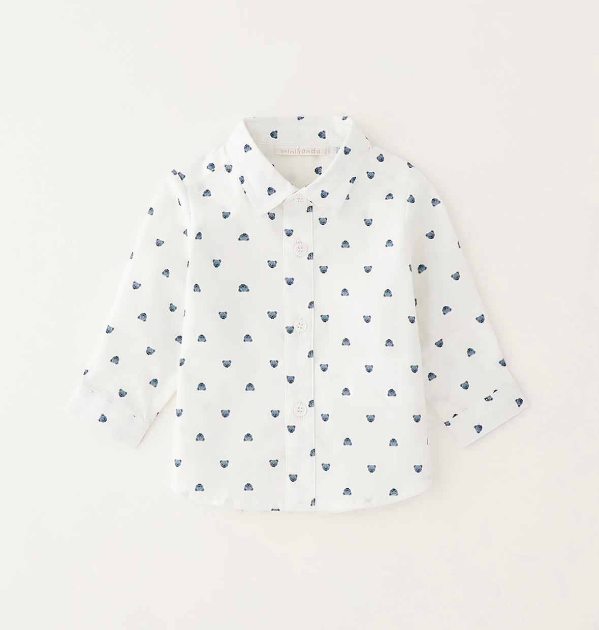 Camicia bianca  neonato fantasia orsetti verde