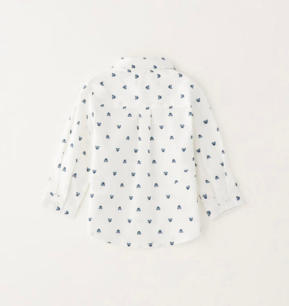 Camicia bianca  neonato fantasia orsetti verde