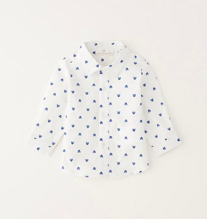 Camicia bianca con stampa orsetti blu