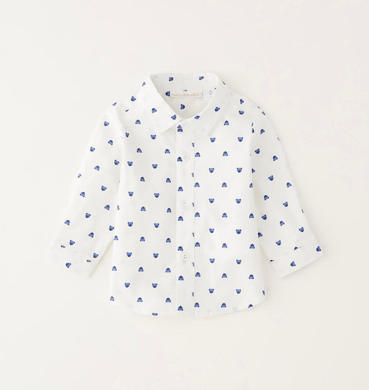 Camicia bianca con stampa orsetti blu