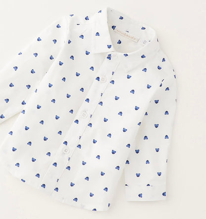 Camicia bianca con stampa orsetti blu