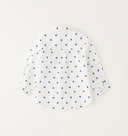 Camicia bianca con stampa orsetti blu