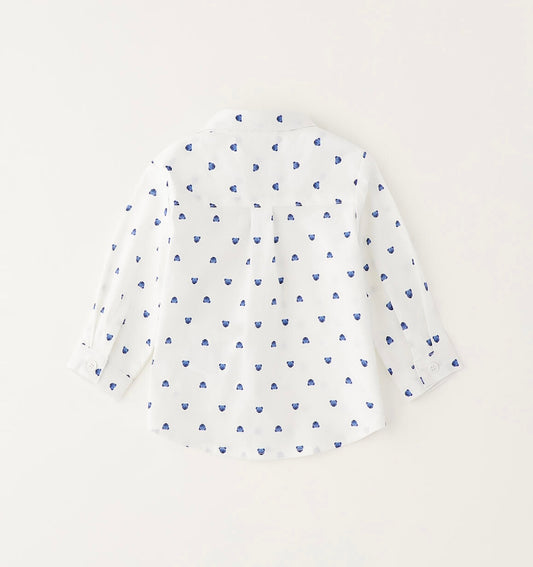 Camicia bianca con stampa orsetti blu