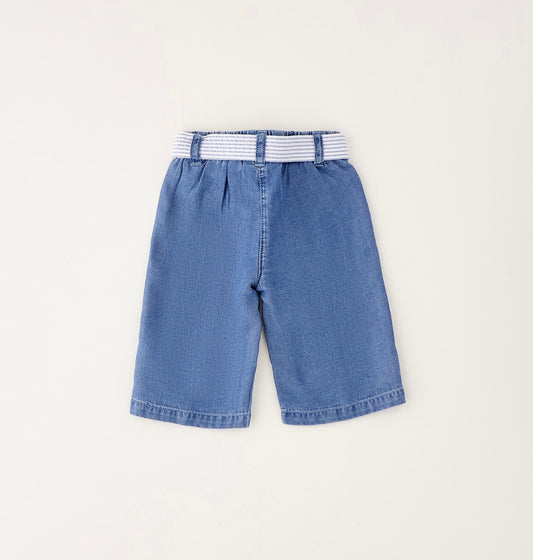 Pantalone lungo neonata con elastico in vita e cintura rigata