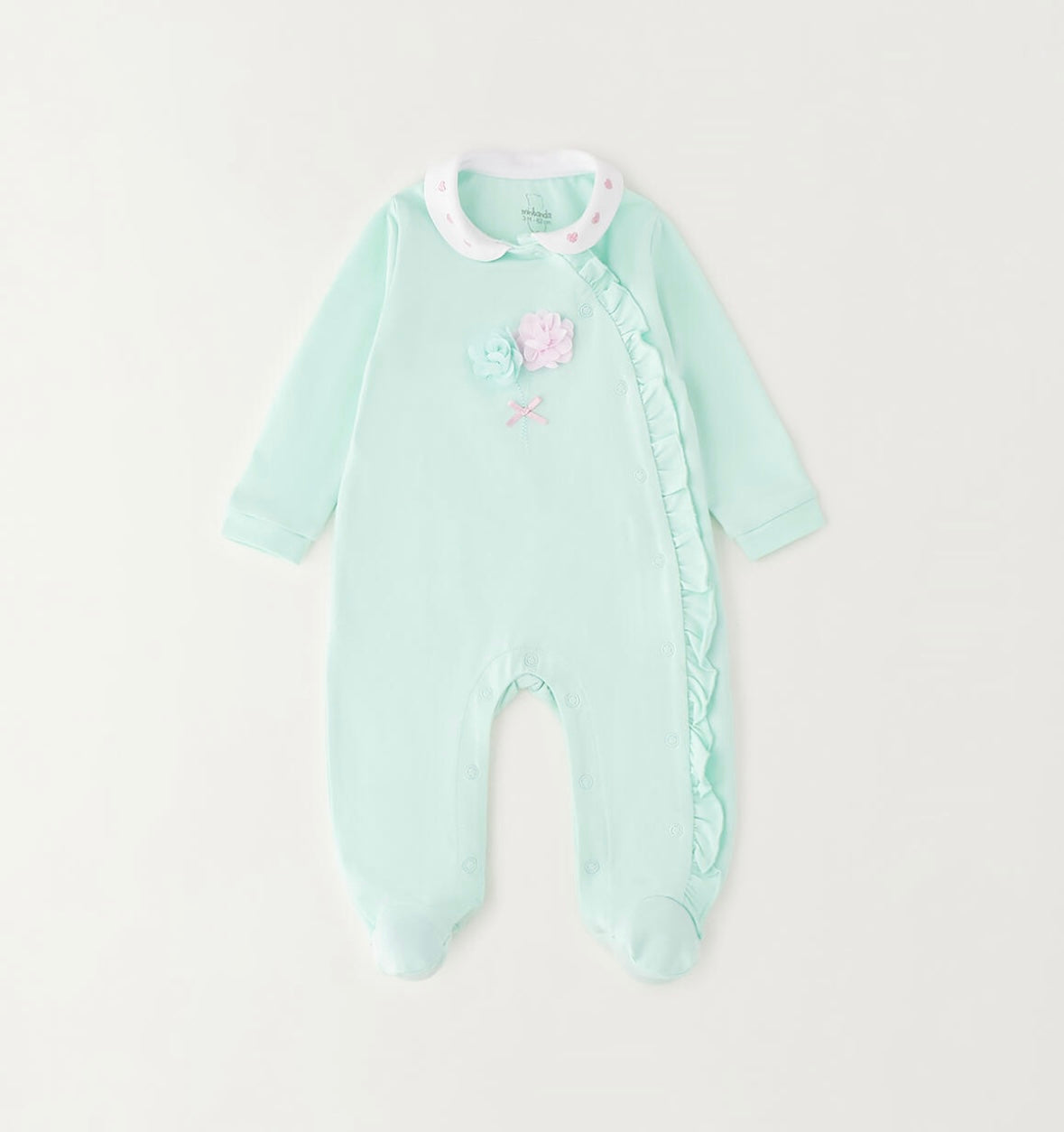 Tutina intera con piedini da neonata con fiori