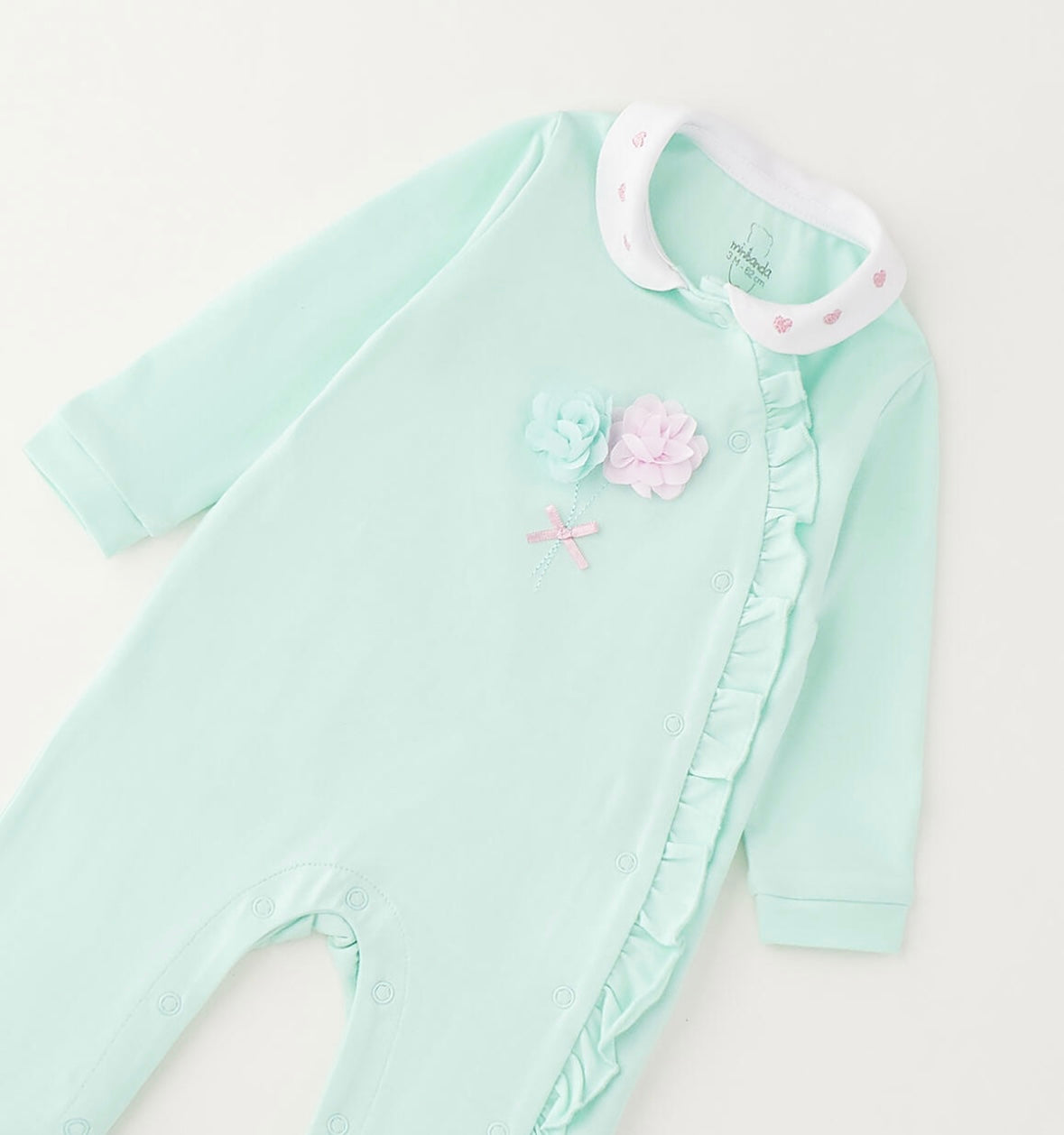 Tutina intera con piedini da neonata con fiori