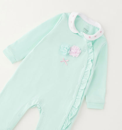 Tutina intera con piedini da neonata con fiori