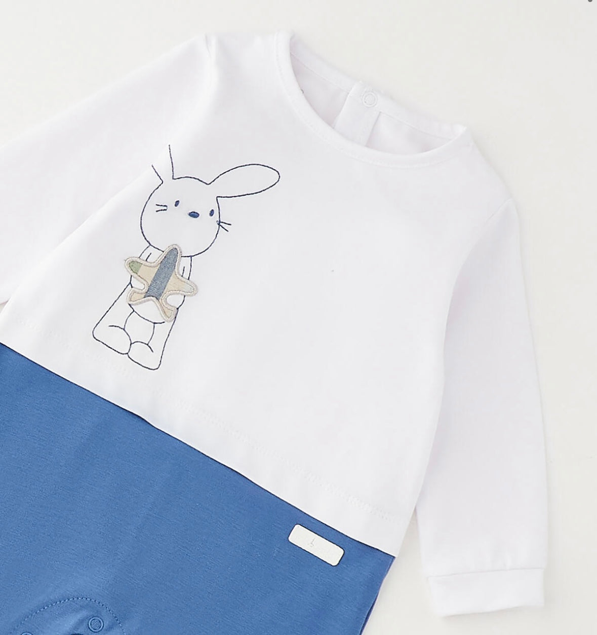 Tutina intera con piede neonato in cotone con disegno coniglio