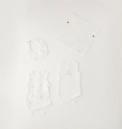 Kit unisex in cotone composto da body e bavetta