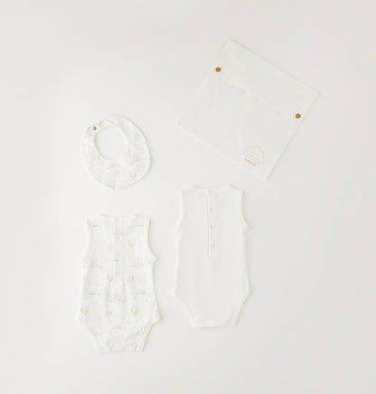 Kit unisex in cotone composto da body e bavetta