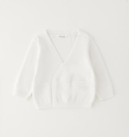 Cardigan per neonato in cotone con finte tasche