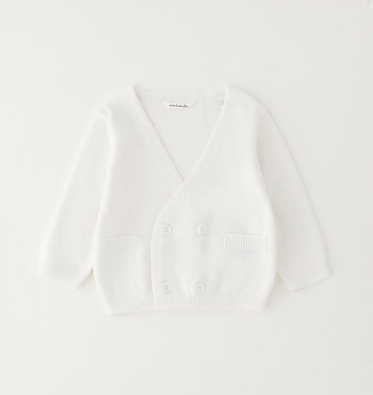 Cardigan per neonato in cotone con finte tasche