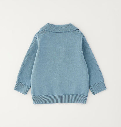 Cardigan color verde acqua per neonato in cotone
