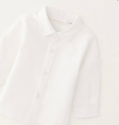 Camicia  neonato modello classico in lino e cotone
