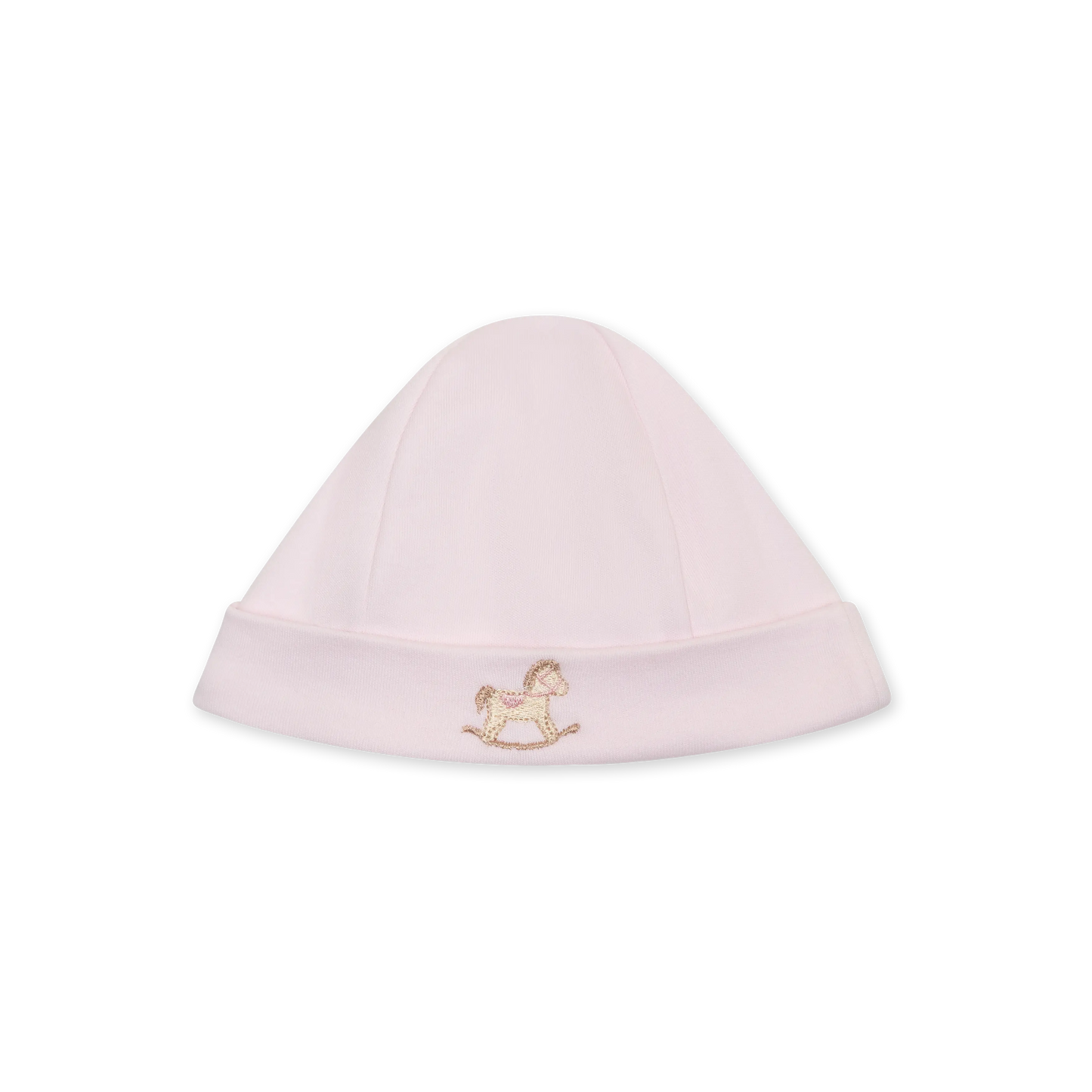 Cappellino in cotone rosa ricamo cavallo a dondolo