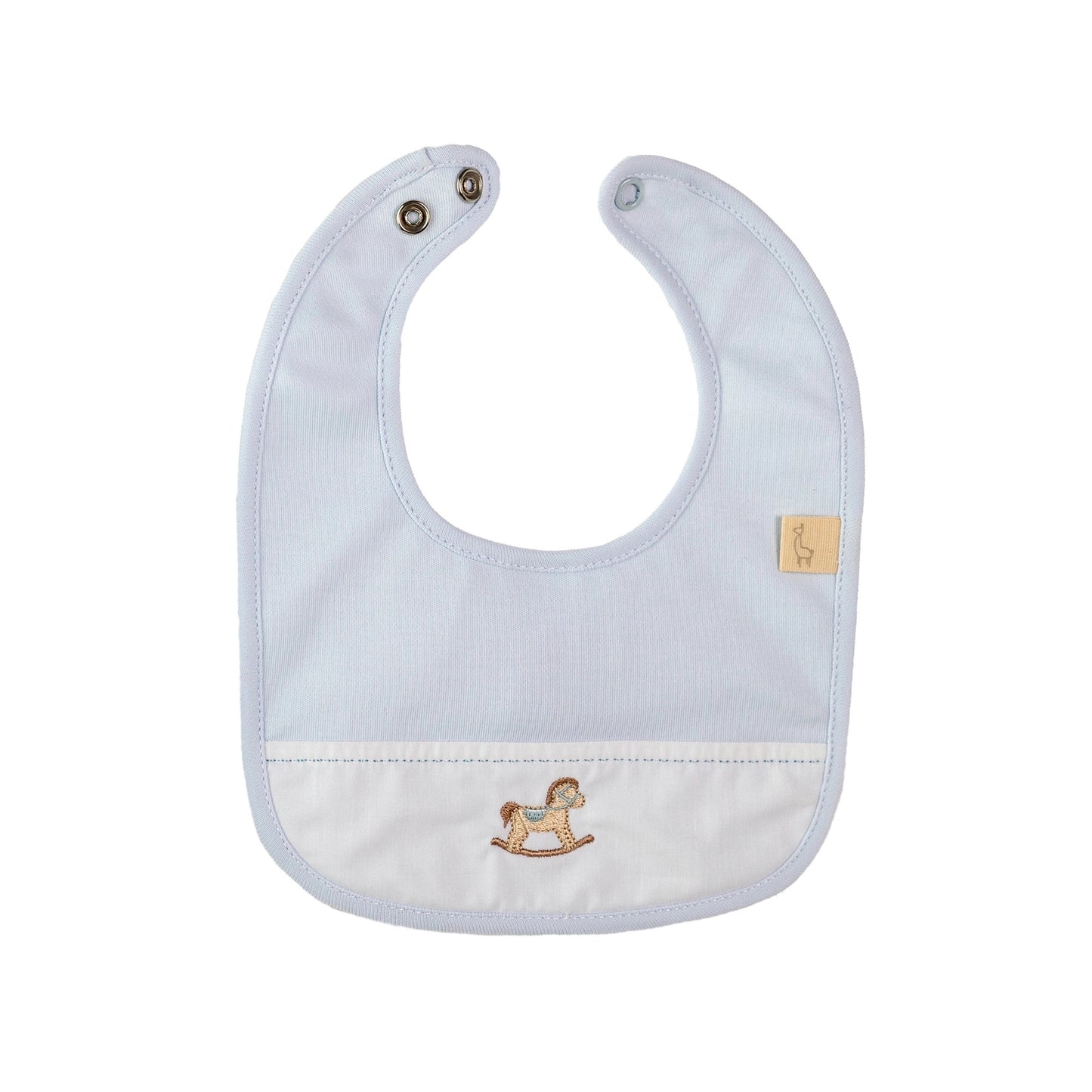 Bavetta in cotone azzurro ricamo orso