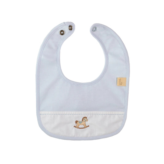 Bavetta in cotone azzurro ricamo orso