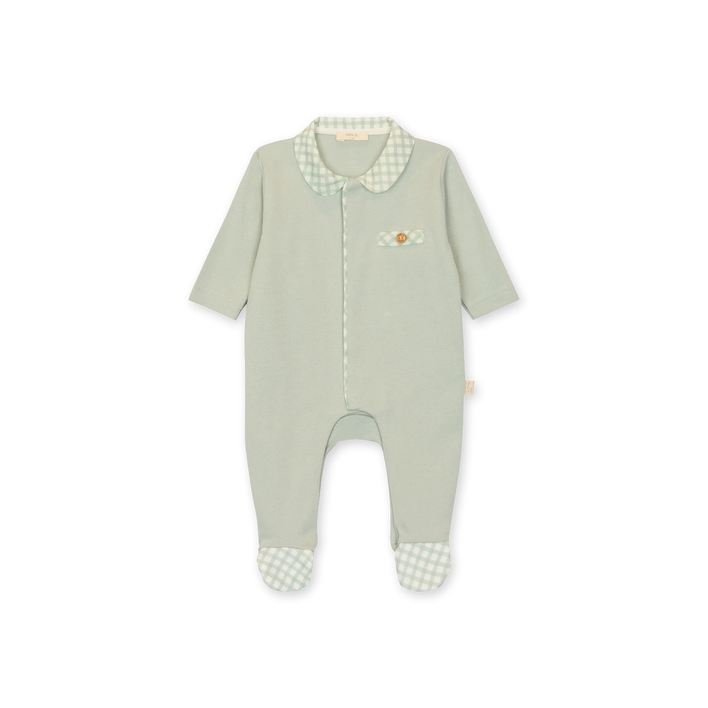 Tutina con piedi in cotone verde menta