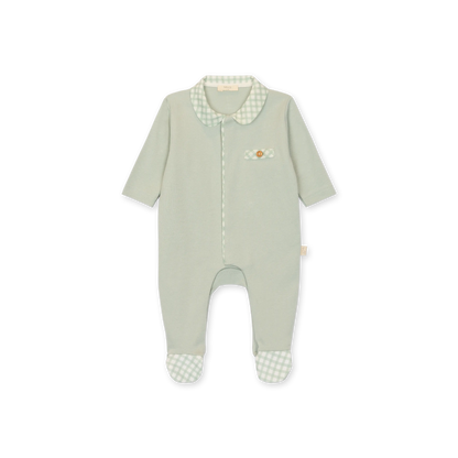 Tutina con piedi in cotone verde menta