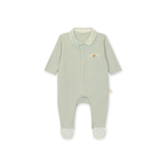 Tutina con piedi in cotone verde menta