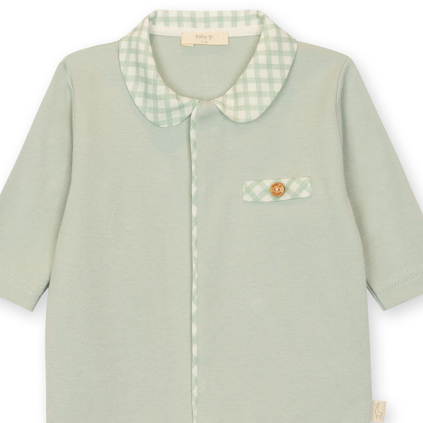 Tutina con piedi in cotone verde menta