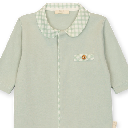 Tutina con piedi in cotone verde menta