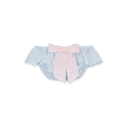 Completo estivo bimba fantasia quadretti bianco-azzurro