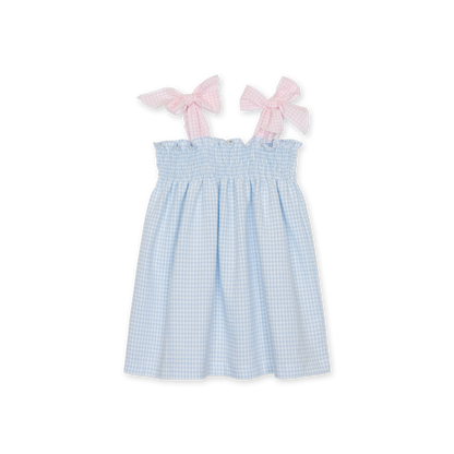 Completo estivo bimba fantasia quadretti bianco-azzurro