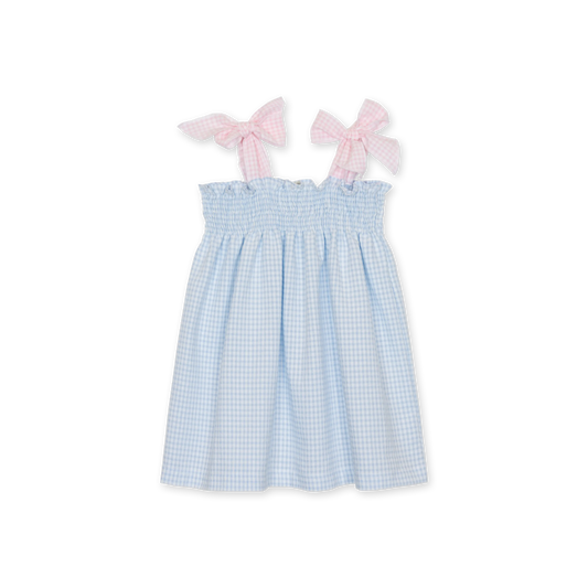 Completo estivo bimba fantasia quadretti bianco-azzurro