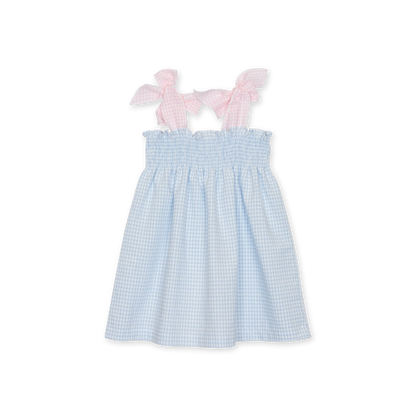 Completo estivo bimba fantasia quadretti bianco-azzurro