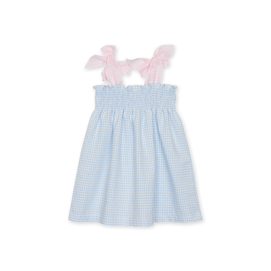 Completo estivo bimba fantasia quadretti bianco-azzurro
