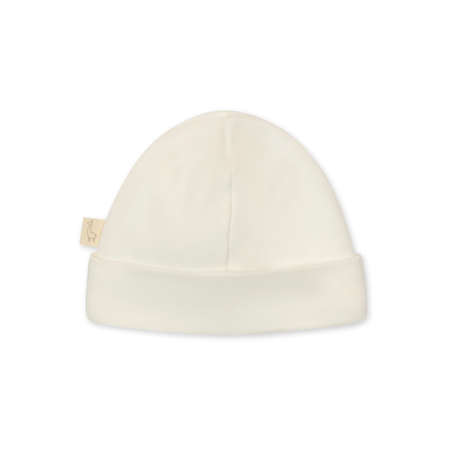 Cappellino in cotone bianco con fiocchetto a fantasia
