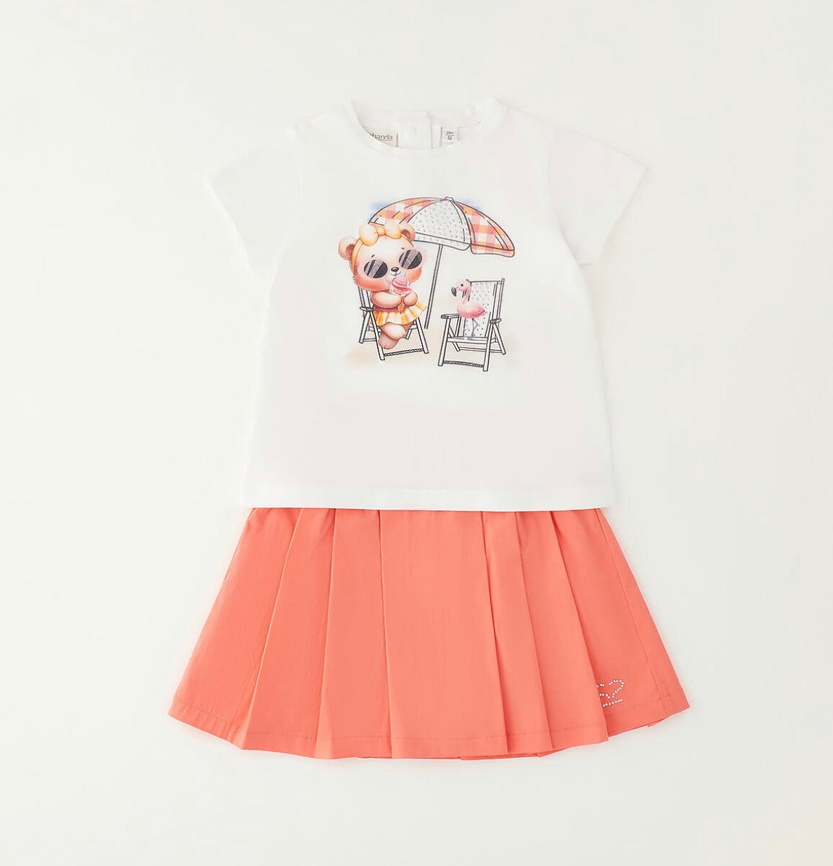 Completo bambina composto da t-shirt e gonna pantalone