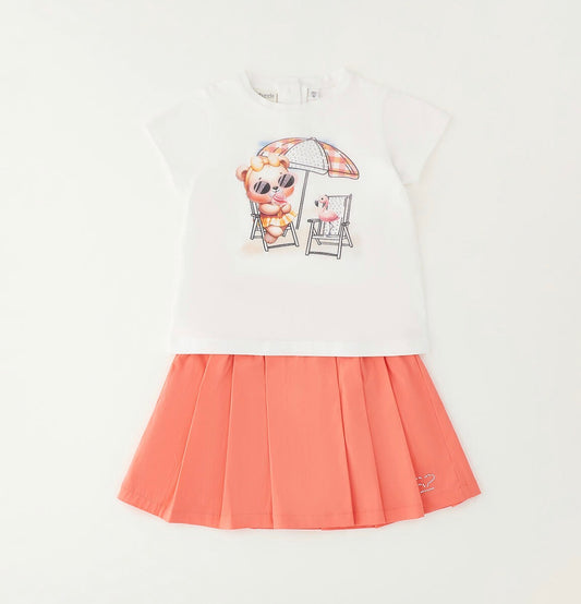 Completo bambina composto da t-shirt e gonna pantalone