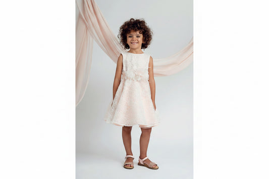 Abito cerimonia bambina  con pizzo san gallo bianco
