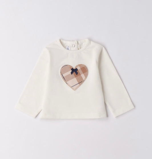 Maglietta per bimba con applicazione cuore sul davanti