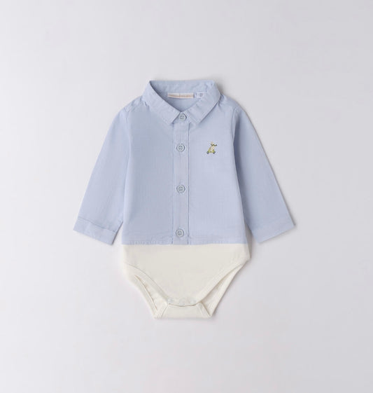 Body camicia neonato azzurro e bianco