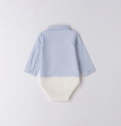 Body camicia neonato azzurro e bianco