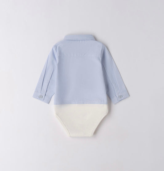 Body camicia neonato azzurro e bianco