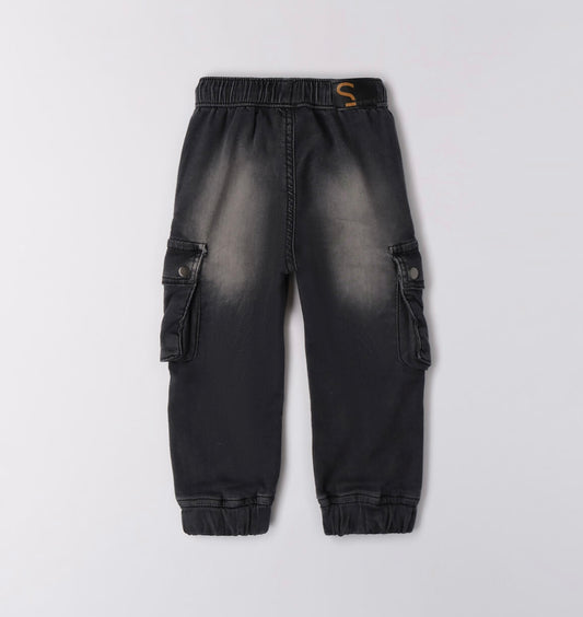 Jeans bambino con tasche laterali e coulisse