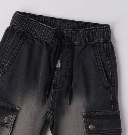 Jeans bambino con tasche laterali e coulisse
