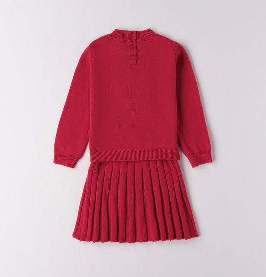 Completo bambina nel colore cherry composto da maglietta e gonna