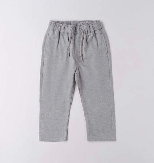 Pantalone bambino grigio da bambino in twill di cotone stretch