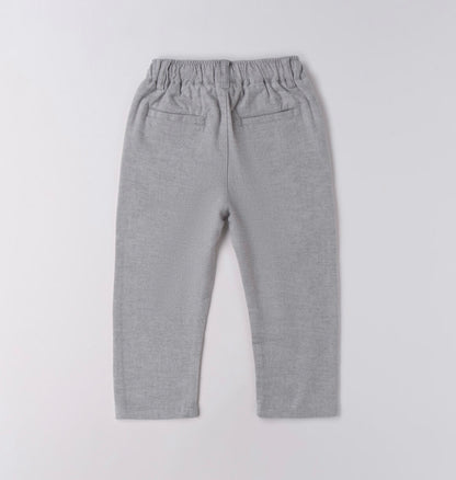 Pantalone bambino grigio da bambino in twill di cotone stretch