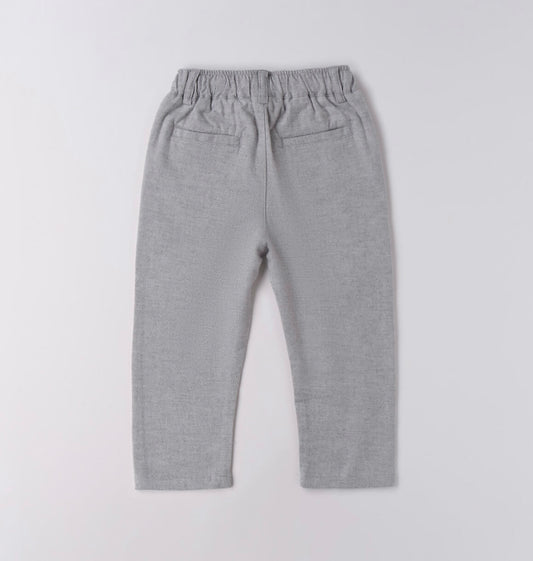 Pantalone bambino grigio da bambino in twill di cotone stretch